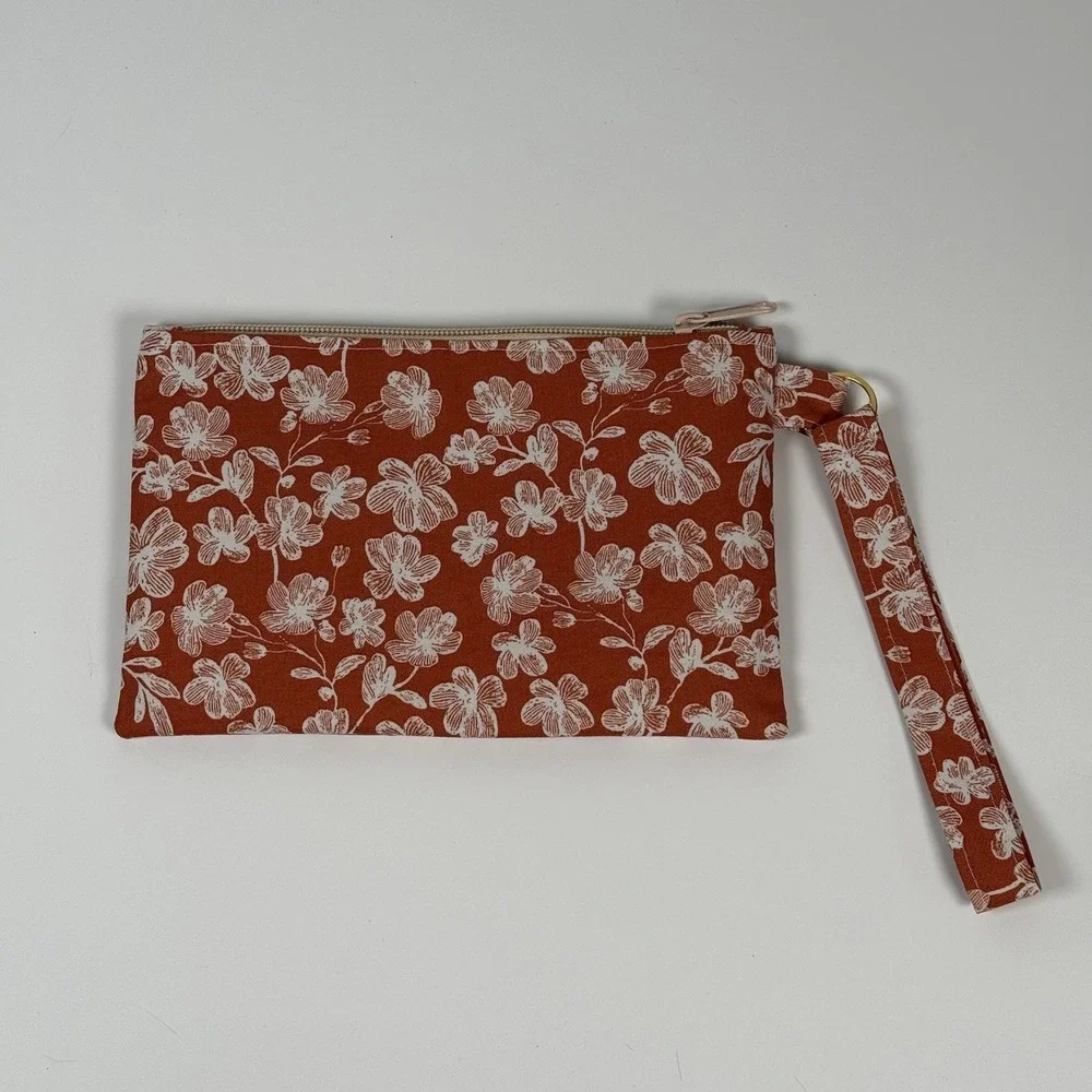 Handmade Wristlet Zipper Pouch Purse Clutch Lightweight Strap New‎ Floral Fall